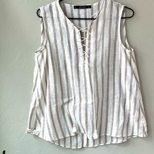 3/$30 ZARA COTTON LINEN BLEND STRIPED TANK TOP S